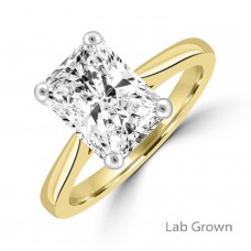 18ct Gold Platinum Solitaire Lab-Grown Radiant Diamond ring