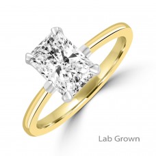 18ct Yellow Platinum Solitaire Radiant Lab-Grown Diamond ring