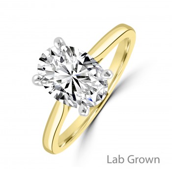 18ct Gold Platinum Lab-Grown Oval FVS2 Diamond Solitaire ring