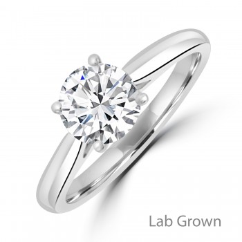 Platinum Solitaire Lab Grown DVVS2 Diamond 4-claw ring