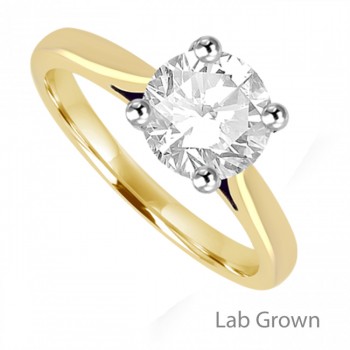 18ct Gold Platinum Solitaire Lab Grown DVVS2 Diamond ring