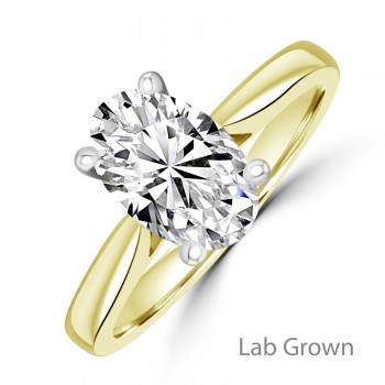 18ct Gold Platinum Solitaire Oval EVVS2 Diamond Lab Grown ring