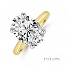 18ct Gold Platinum Oval 3.78ct Lab Grown Diamond Solitaire ring