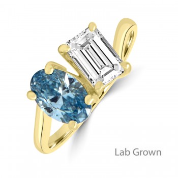 9ct Gold Toi Et Moi Blue Lab Grown Diamond ring