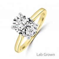 18ct Gold Platinum Oval Lab Grown DVS2 Solitaire ring