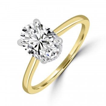 18ct Gold Platinum Oval Solitaire Lab Grown Hidden Halo ring 18ct Gold Platinum Oval Solitaire Lab Grown Hidden Halo ring