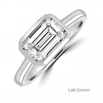 Platinum Emerald cut Lab Grown Diamond Solitaire Landscape ring Platinum Emerald cut Lab Grown Diamond Solitaire Landscape ring