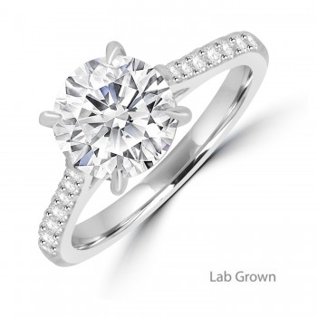 Platinum Solitaire Lab Grown Diamond Castle set ring