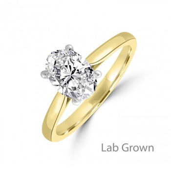 18ct Gold Platinum Solitaire Oval Lab Grown Diamond ring