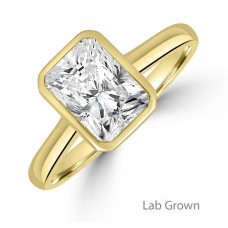 18ct Gold Radiant Lab Grown Diamond Bezel Solitaire ring