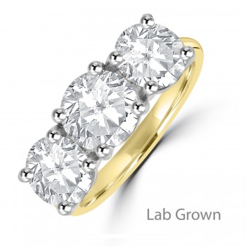 18ct Gold and Platinum Three-stone DVS1 Lab Grown Diamond ring