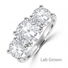 Platinum Three-stone Lab Grown 4.35ct Diamond ring