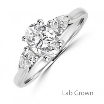 Platinum Oval DVS2 and Pear cut Lab-Grown Diamond ring