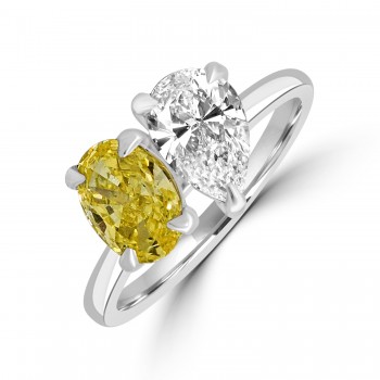 Platinum Lab-Grown Yellow Diamond Toi et Moi ring