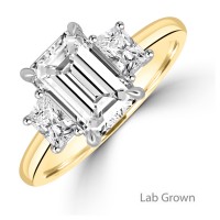 18ct Gold Platinum Emerald cut and Trapezium Lab Grown Diamond