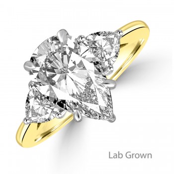 18ct Gold Platinium Pear and Trillion Lab Grown Diamond ring 18ct Gold Platinium Pear and Trillion Lab Grown Diamond ring