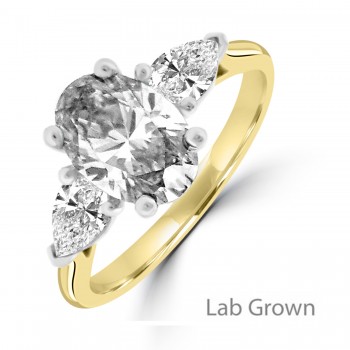 18ct Gold Platinum Three-stone Oval and Pear Lab Grown ring 18ct Gold Platinum Three-stone Oval and Pear Lab Grown ring