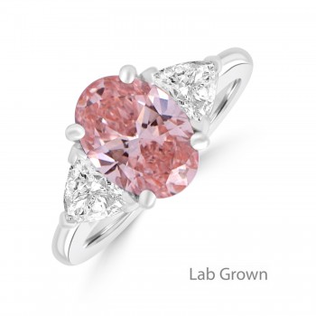 Platinum Oval Pink and Lab Grown Trillion Diamond ring Platinum Oval Pink and Lab Grown Trillion Diamond ring