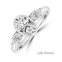 Platinum Oval and Pear Lab Grown Diamond Three-stone ring