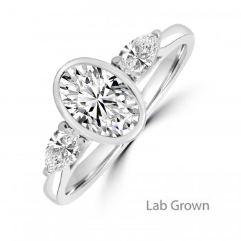 Platinum Oval and Pear Lab Grown Diamond Three-stone ring Platinum Oval and Pear Lab Grown Diamond Three-stone ring