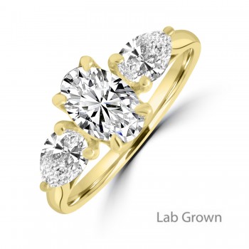 18ct Gold Oval and Pear Lab Grown Three stone ring 18ct Gold Oval and Pear Lab Grown Three stone ring