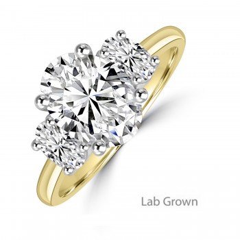 18ct Gold Platinum Oval Trilogy Lab Grown Diamond ring