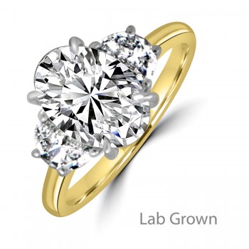 18ct Gold Platinum Oval and Half Moon Lab Grown Diamond ring