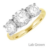 18ct Yellow Gold Lab Grown DVVS Diamond Trilogy ring