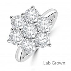 Platinum Lab Grown 2.35ct Diamond Daisy Cluster ring