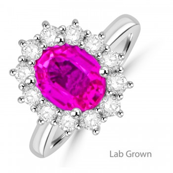 Platinum Pink Lab Grown Diamond Oval Cluster ring