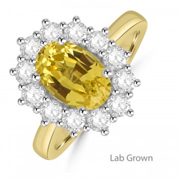 18ct Gold Platinum Yellow Lab Grown Diamond Oval cluster ring