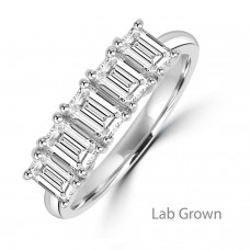 Platinum Emerald Cut Lab Grown 1.61ct Diamond Eternity ring