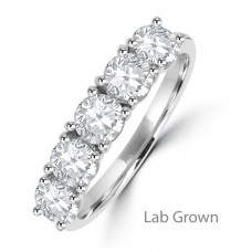 Platinum Five-stone Lab Grown 1.35ct Diamond Eternity ring
