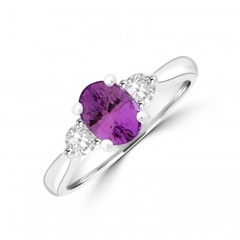Platinum Pink Sapphire & Diamond Three-stone Ring