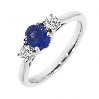 Platinum .83ct Sapphire and Diamond Three-stone ring