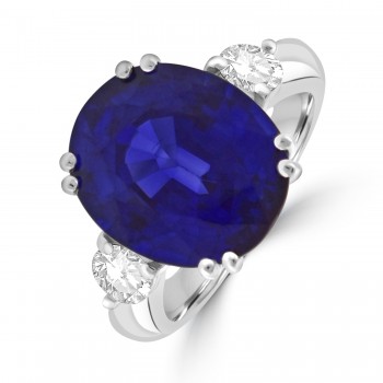 Platinum Three-stone 11.18ct Sapphire and GSi1 Diamond ring Platinum Three-stone 11.18ct Sapphire and GSi1 Diamond ring