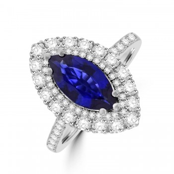 Platinum Sapphire Marquise Double Halo Diamond ring Platinum Sapphire Marquise Double Halo Diamond ring