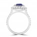 Platinum Sapphire Cushion Double Diamond Halo ring