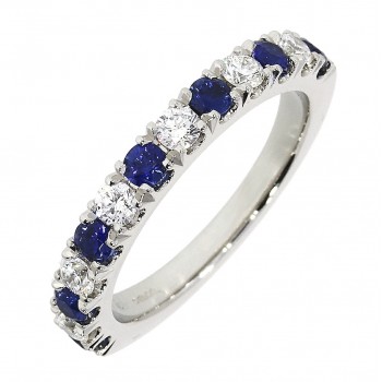 Platinum Sapphire and Diamond Castle set Eternity ring