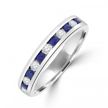 Platinum Sapphire and Diamond Channel set Eternity ring