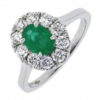 Platinum Emerald and Diamond Cluster engagement ring