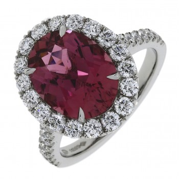 Platinum Pink Tourmaline and Diamond Oval Halo ring Platinum Pink Tourmaline and Diamond Oval Halo ring