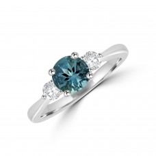 Platinum Three-stone Aquamarine & Diamond Ring