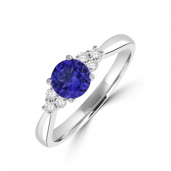 Platinum Tanzanite and Diamond Trilogy Ring