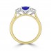 18ct Gold Three-stone 1.45ct Sapphire & Diamond Ring