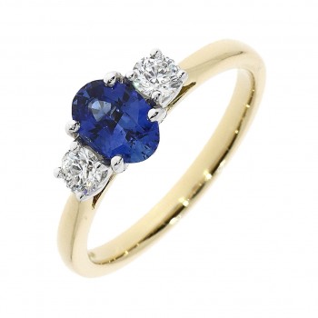 18ct Gold Sapphire and Diamond Three-stone ring