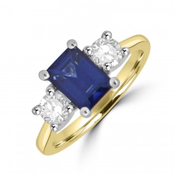 18ct Gold Platinum 1.30ct Sapphire and Diamond Three-stone ring 18ct Gold Platinum 1.30ct Sapphire and Diamond Three-stone ring
