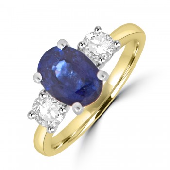 18ct Gold Platinum oval Sapphire and Diamond Three-stone ring 18ct Gold Platinum oval Sapphire and Diamond Three-stone ring