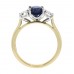 18ct Gold Oval 1.70ct Sapphire and Diamond Trilogy ring 18ct Gold Oval 1.70ct Sapphire and Diamond Trilogy ring