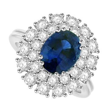 18ct White Gold 29-stone Sapphire & Diamond Cluster Ring